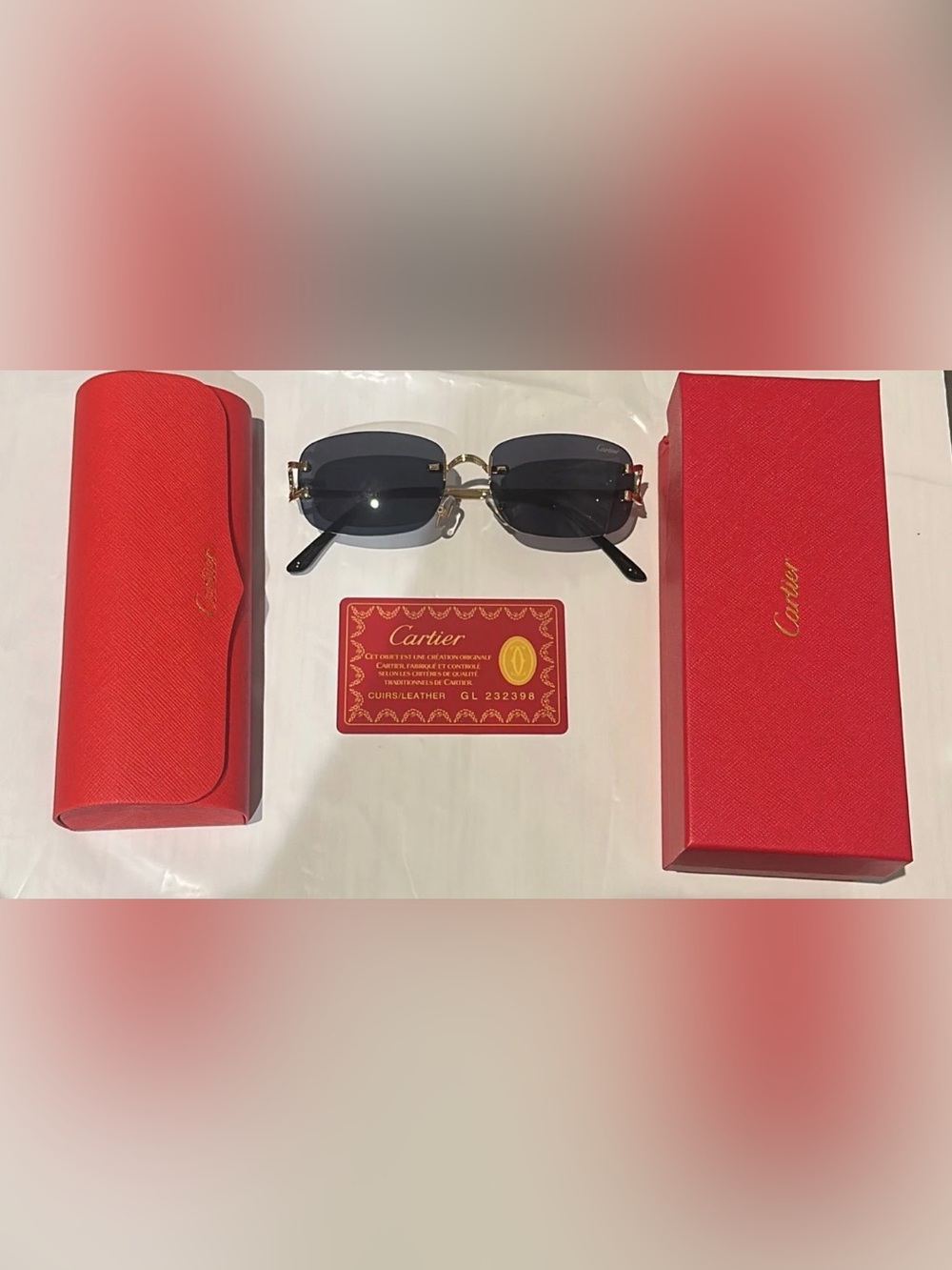 Cartier Rimless Sunglasses with Gray Gradient Lenses and Gold Temples